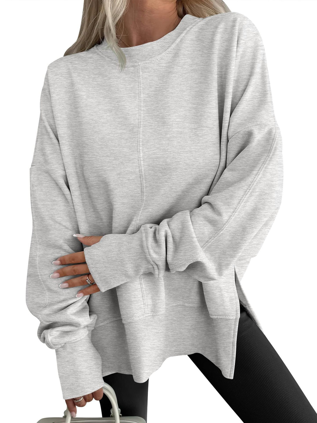 Women's Oversize Sweatshirt with Center Seam, Extended Hem, and Ribbed Cuffs Amarae