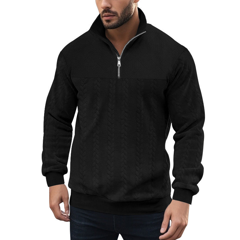 Men's knitted sweater with zipper and modern cable design Lune London