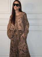 Women's wide Palazzo pants with paisley print, elastic waistband & pockets Amarae