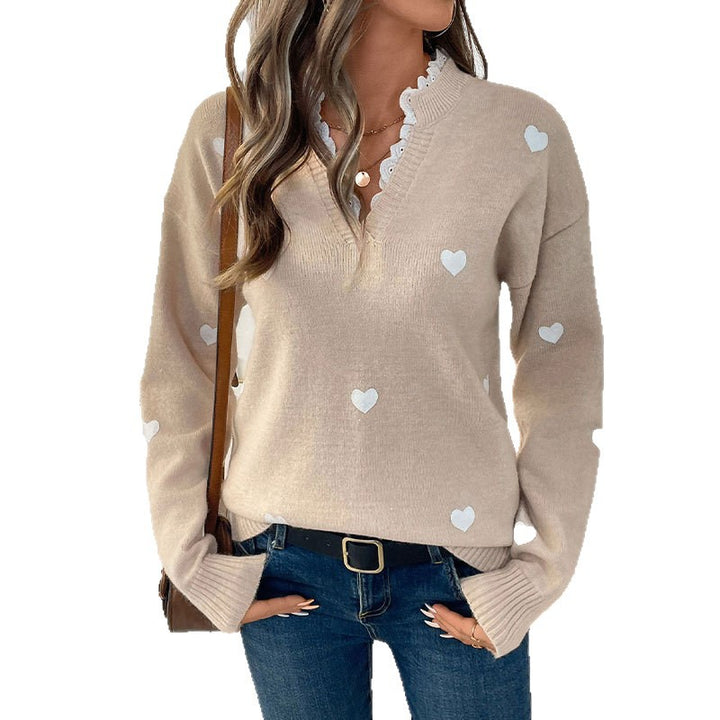 Lune London Heart-Shaped Appliqué Women's Sweater