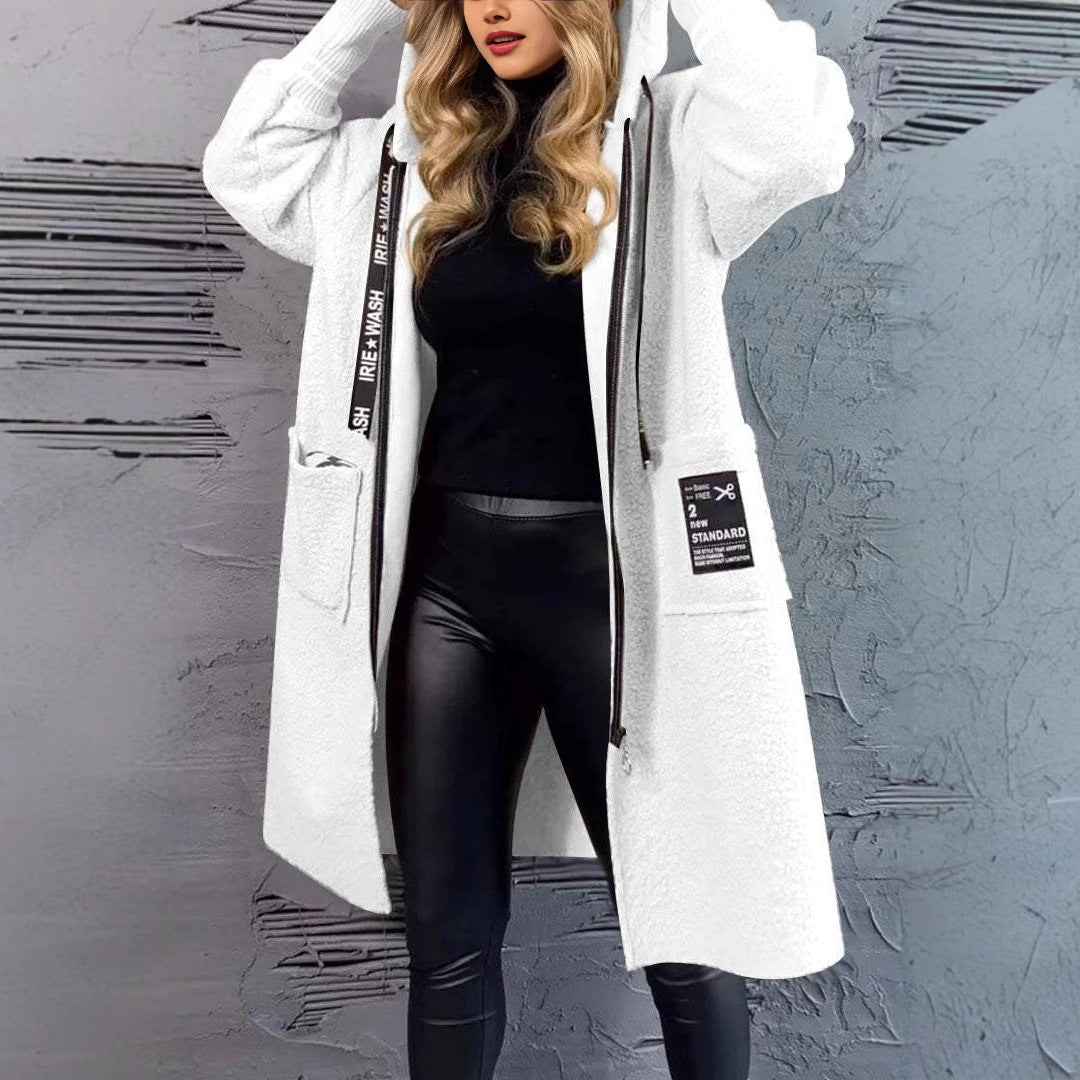 Long coat for women with pockets and hood Lune London