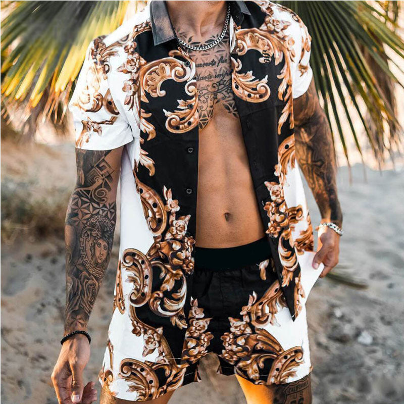 Hommes Ensemble d'été décontracté à motifs floraux Lune London