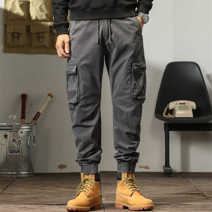 Men's cargo jogger pants with elastic waistband and practical side pockets Lune London