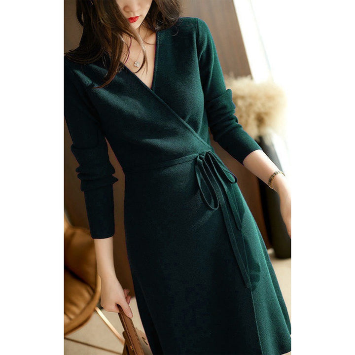 Lune London Long Sleeve Wrap Dress for Women with Elegant Waist Tie