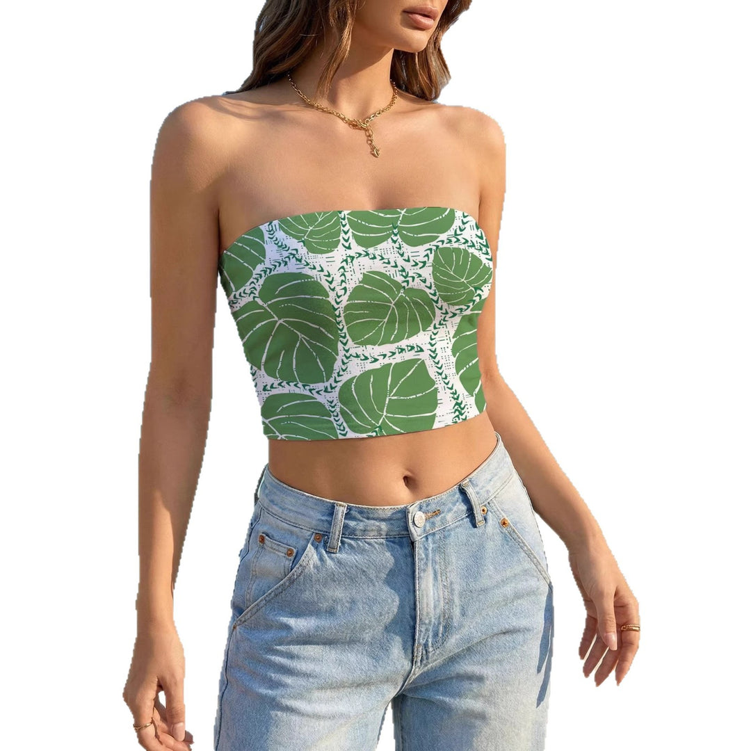 Women's bandeau top with tropical pattern Lune London