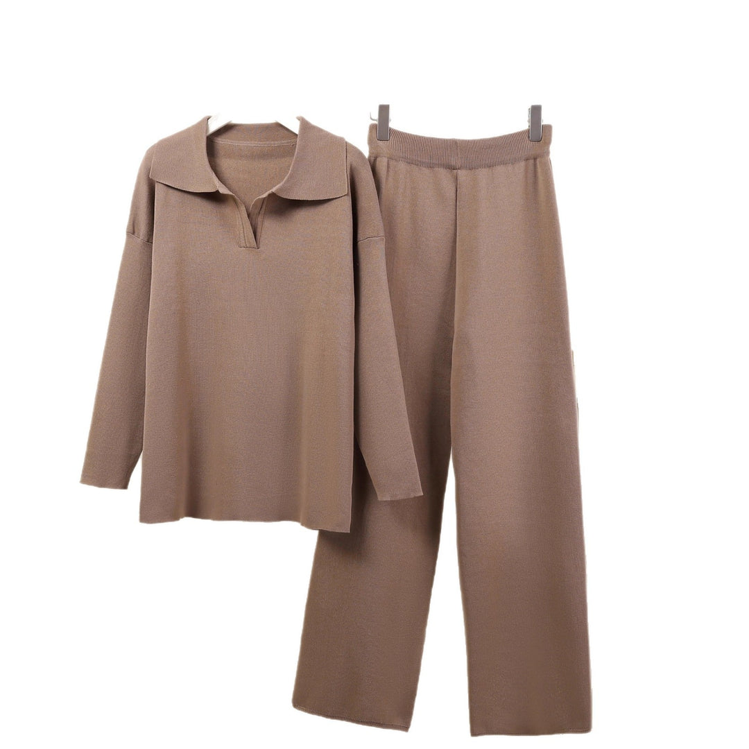 Women Elegant set of casual pants and blouses with collar Lune London