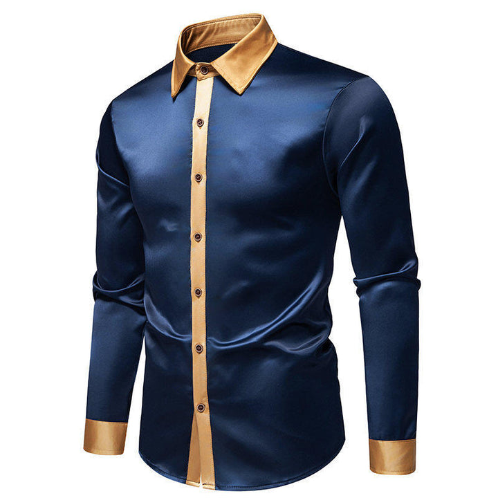Long sleeve shirt for men with satin collar and modern accents Lune London
