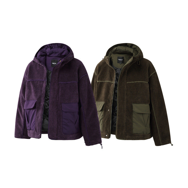 Unisex Kastige Fleece Hoodie with Utility Pockets and Drawstring Hem Amarae