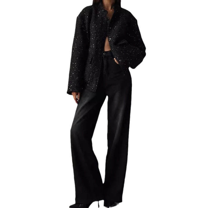 Ladies glamorous sparkling jacket with oversized fit and trendy pockets Amarae