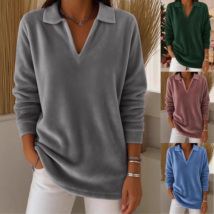 Pull en polaire doux pour femmes avec décolleté en V Chic & Stil