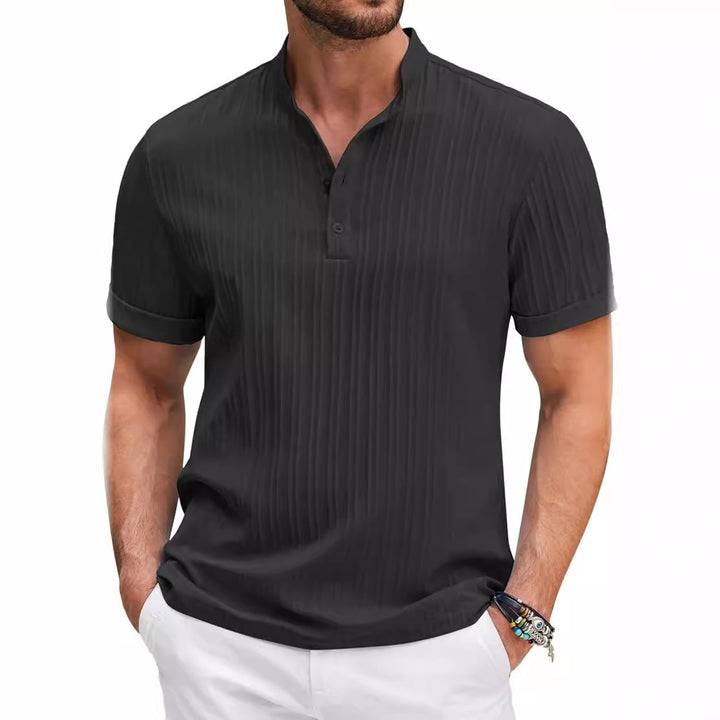 Short Sleeve Henley T-Shirt for Men with Textured Design Lune London