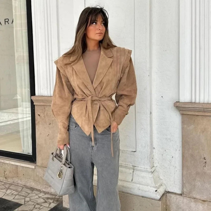 Blazer en Suède Élégant et Ajusté pour Femme Chic & Stil