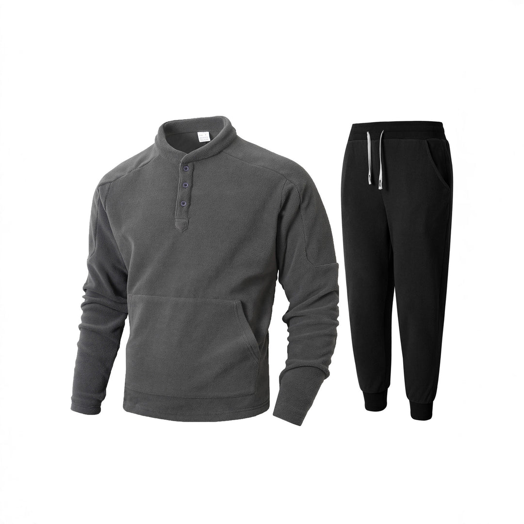 Cozy fleece tracksuit for men with button placket and practical pockets Lune London