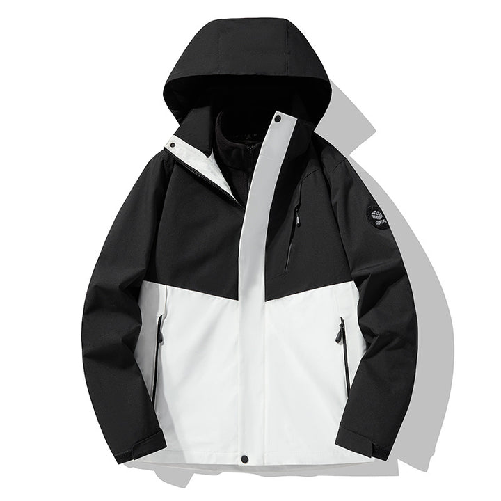 Men's three-layer breathable softshell trekking jacket with integrated fleece collar and adjustable hood Amarae