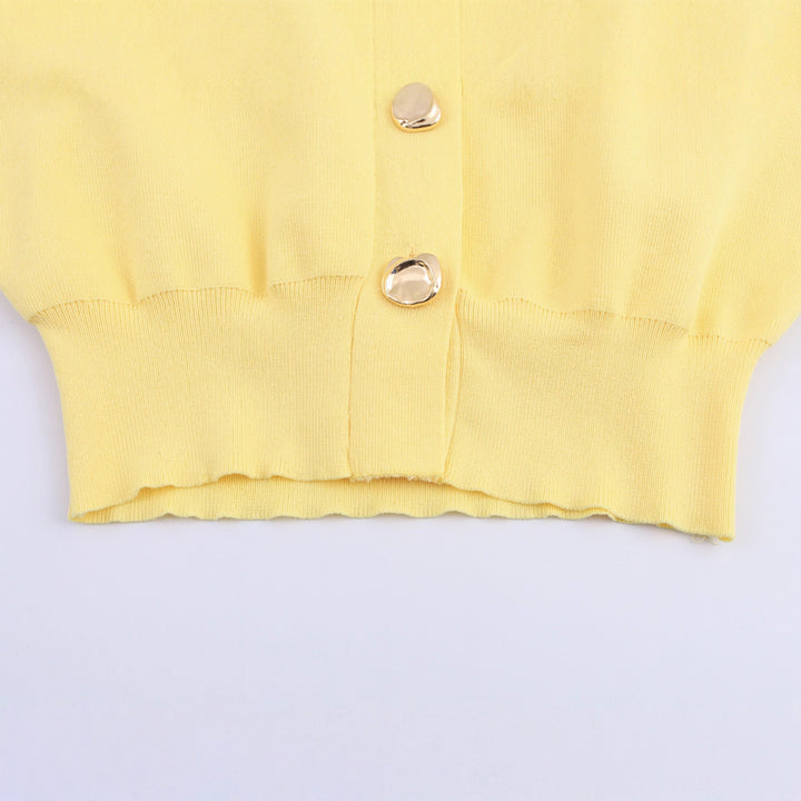 Women’s casual cardigan with puff sleeves and stylish button details Lune London