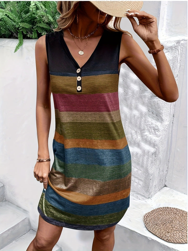 Lune London Striped Sleeveless Shift Dress for Women