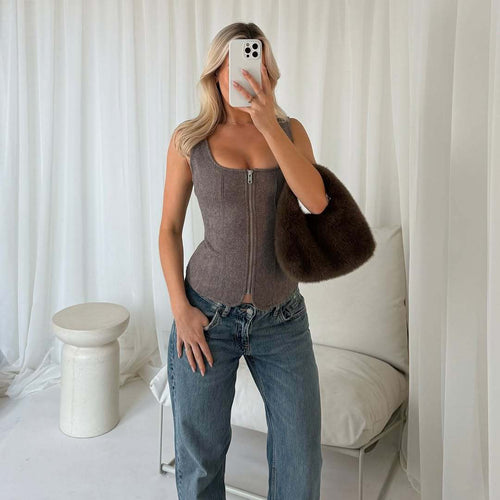 Ladies Highly fitted Bustier top with elegant zipper Amarae