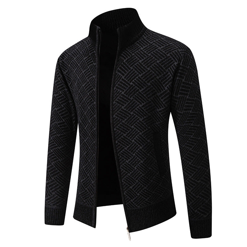 Men's knit jacket with modern plaid pattern Lune London