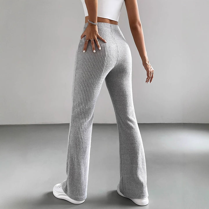 Ribbed flared knitted leggings for women in soft mesh Lune London