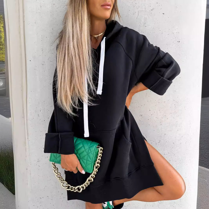 Robe hoodie pour femme avec capuche et fentes latérales Chic & Stil