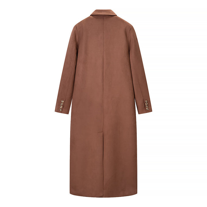 Manteau long élégant pour femmes avec patte de boutonnage double et col pratique Chic & Stil
