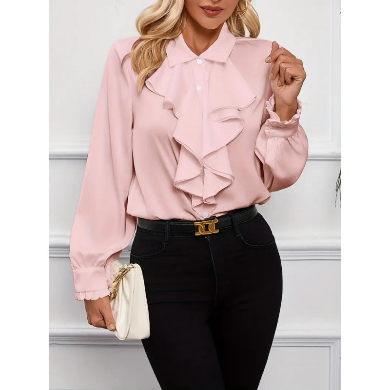 Women's Blouse with Refined Ruffle Details and Elegant Sleeves Lune London