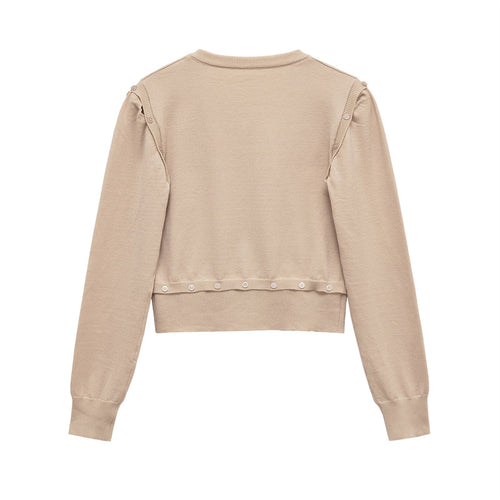 Knit sweater for women with V-neck and decorative buttons Amarae