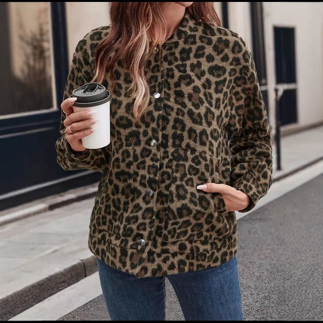 Lune London trendy leopard print women's fleece jacket