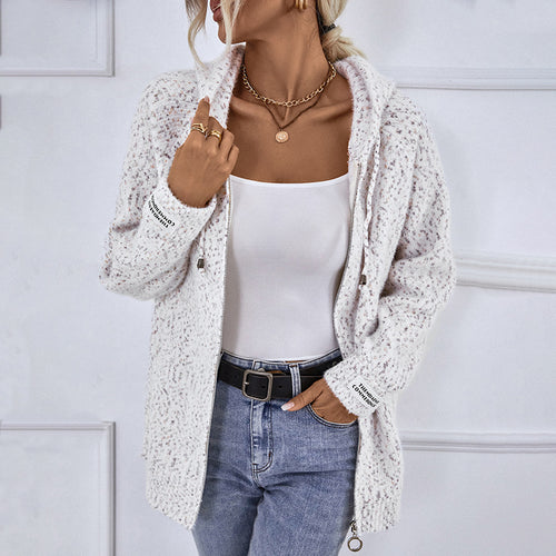 Women cozy knitted pullover with high collar and practical zipper Amarae