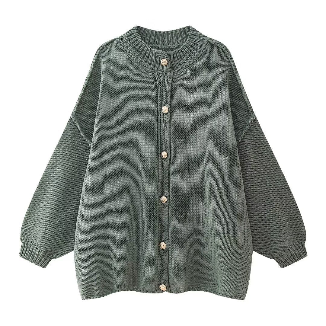 Casual knit jacket for women with button closure and oversized fit Lune London