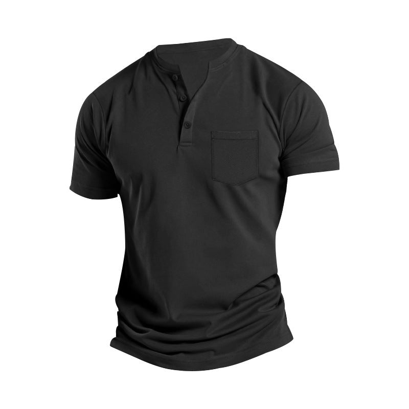 Men's Short Sleeve Henley T-Shirt with Practical Button Detail Lune London