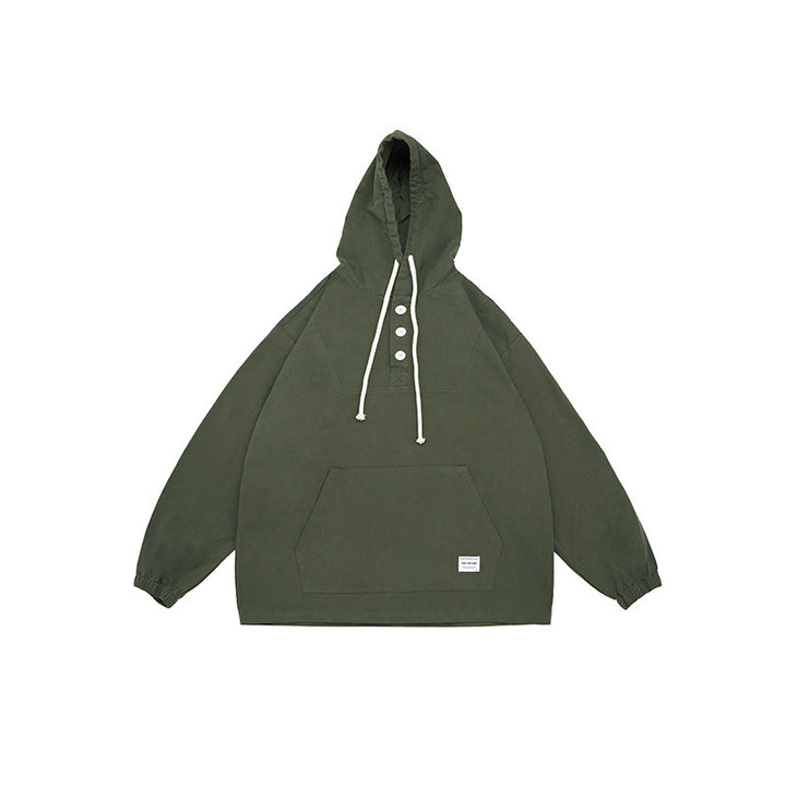 Unisex Oversized Hoodie with Button Placket, Kangaroo Pocket and Elastic Cuffs Amarae