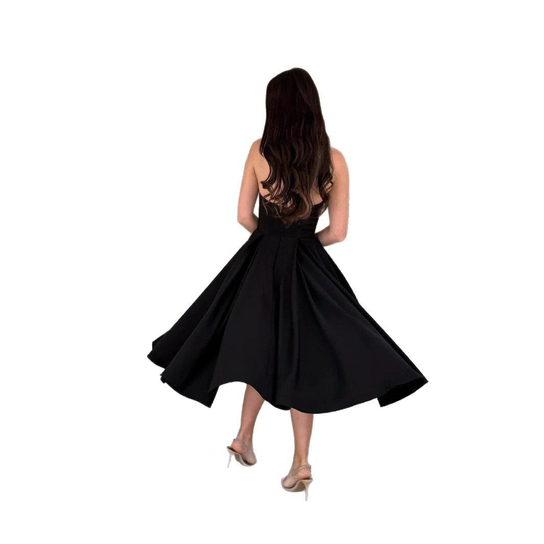 Lune London Strapless Flared Midi Dress