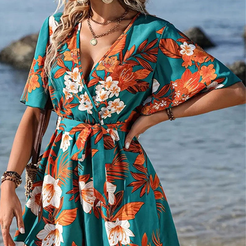 Ladies Floral Wrap Jumpsuit Lune London