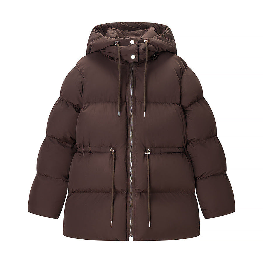 Ladies Quilted Hooded Down Jacket with Waist Adjustment and Wide Oversize Cut Amarae