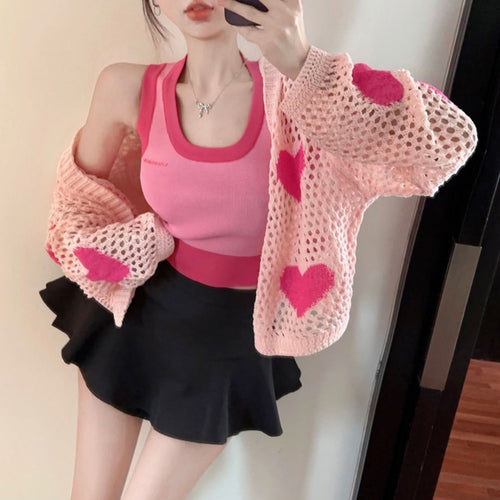 Women's sporty crop-top with thin knit cardigan Amarae