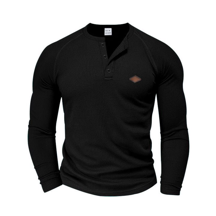 Long sleeve shirt for men in textured fabric with practical buttons Amarae