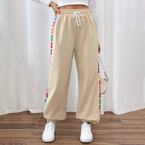 Stylish sweatpants for women with decorative side embroidery Amarae