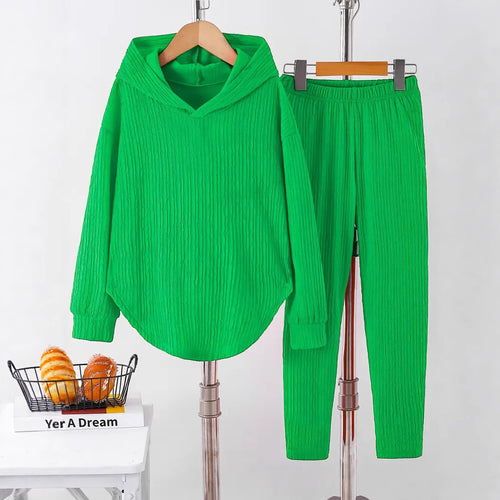 Amarae textured design casual sweatshirt and pants set for women