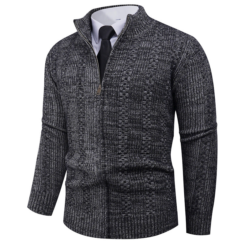Knit sweater for men with high collar and full zip Lune London