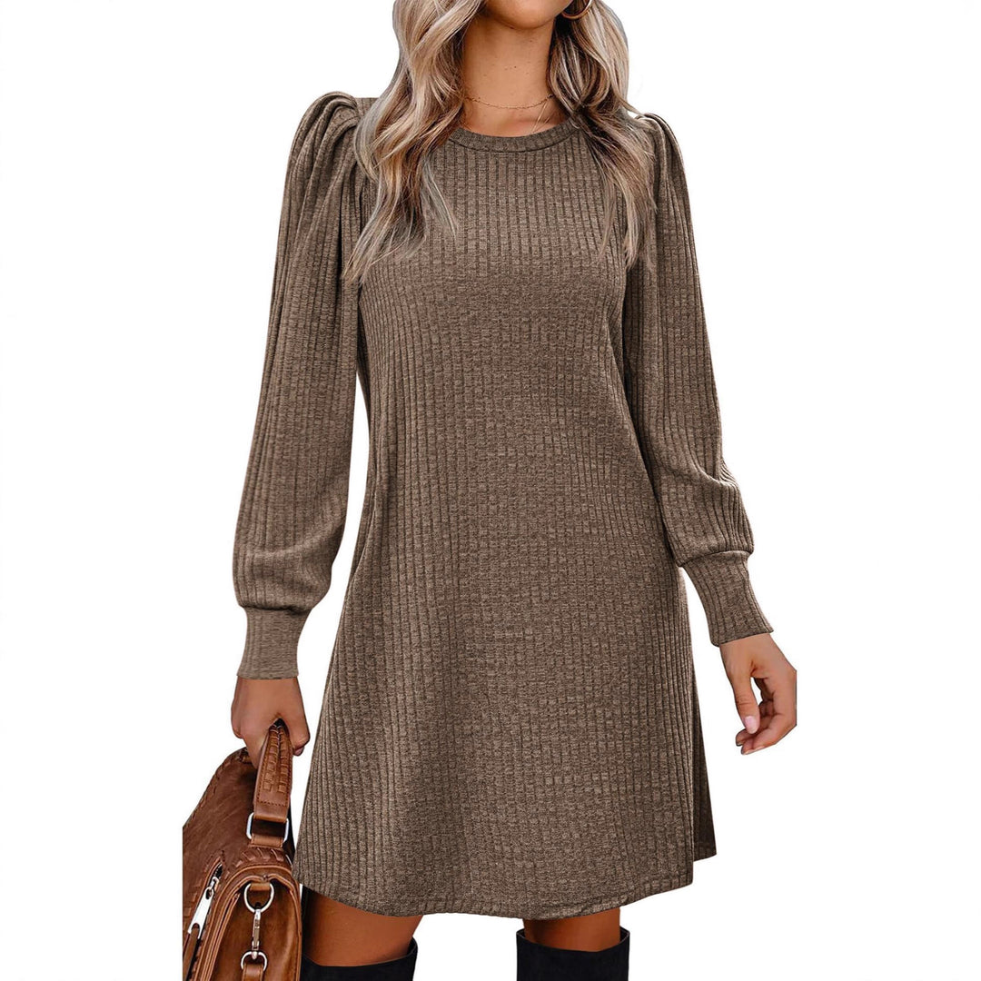 Sweater dress for women with ruffle details and side pockets Lune London