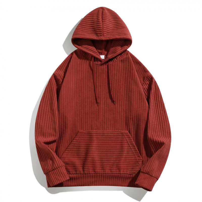 Men's casual hoodie with a textured striped pattern and practical pockets Amarae