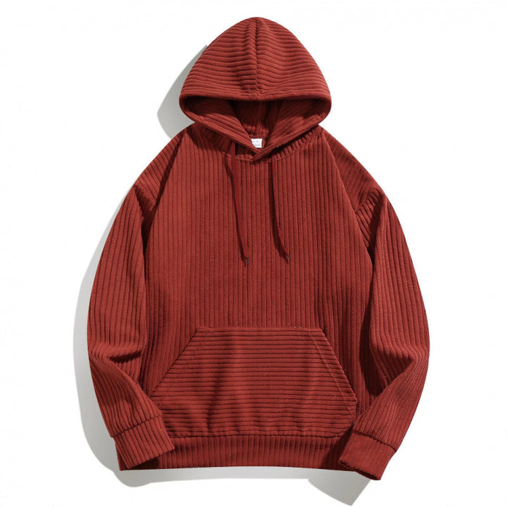 Men's casual hoodie with a textured striped pattern and practical pockets Amarae