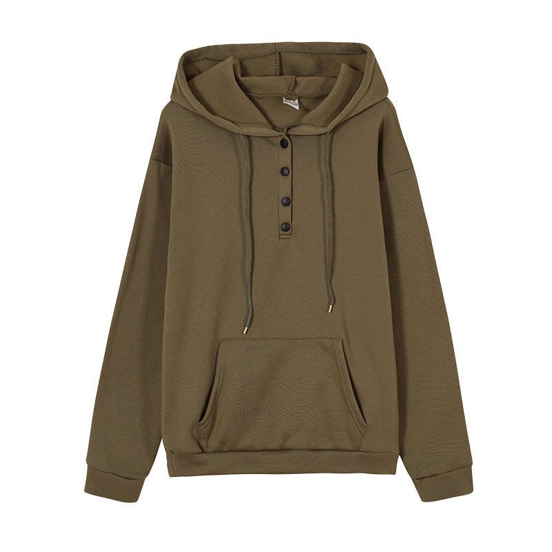 Hooded sweatshirt for women with button details and practical kangaroo pocket Lune London