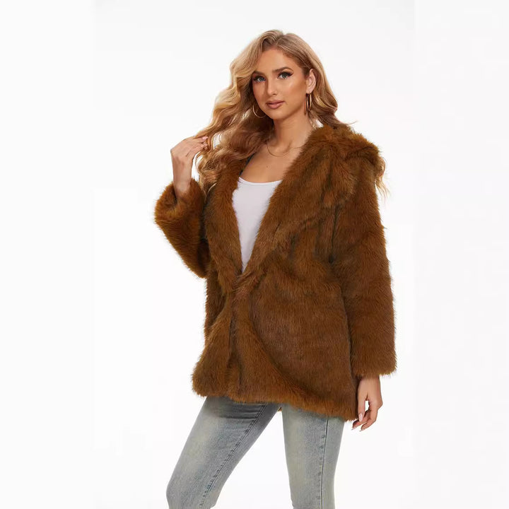 Ladies Hooded Jacket Fluffy Amarae