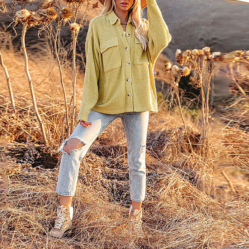 Women Oversized Shirt with textured design and button details Amarae