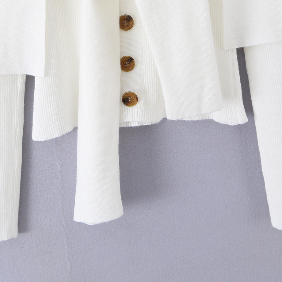 Women's shoulder knit cardigan with removable shoulder shawl detail Amarae
