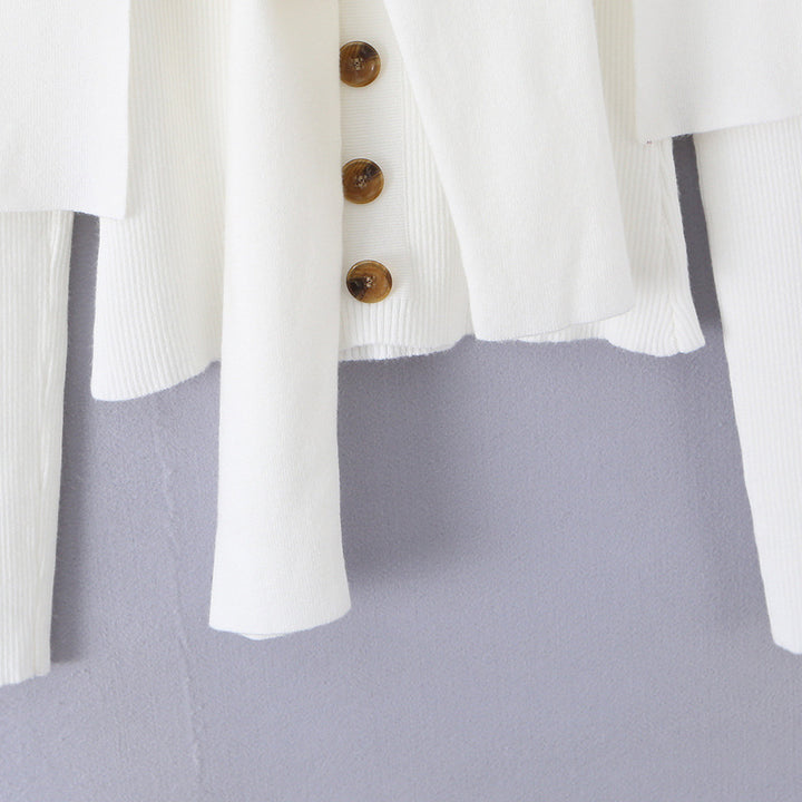 Women's shoulder knit cardigan with removable shoulder shawl detail Amarae