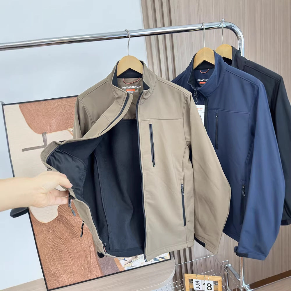 Men's softshell jacket with stand-up collar, water-repellent function and zippered pockets Amarae