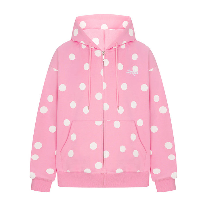 Women's hooded sweat jacket with full zip, oversized cut and polka dot print Amarae